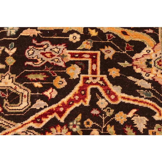 Boho Chic Ziegler Brown Tan Hand-Knotted Wool Rug - 8'2'' X 9'11'' For Sale - Image 4 of 8