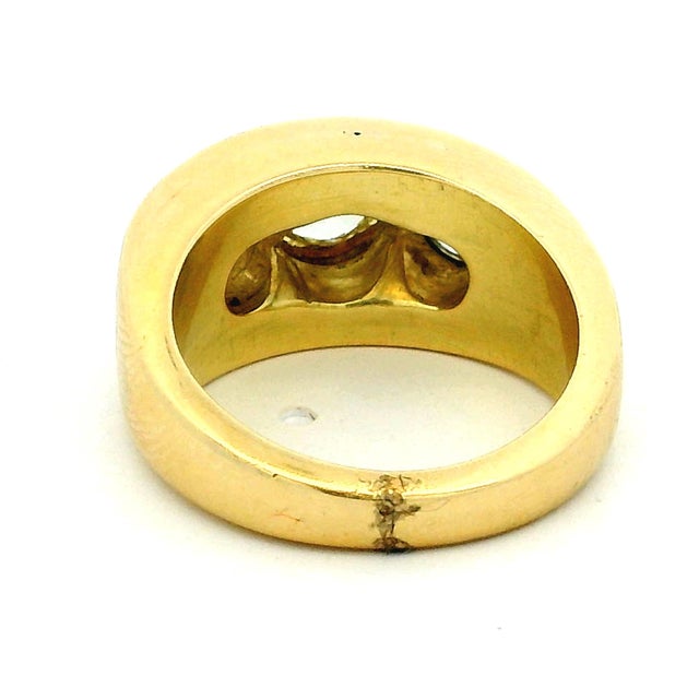 Metal Vintage French 18k Gold Gypsy-Set Diamond Band Ring, 1970s, Size 5.75 For Sale - Image 7 of 18