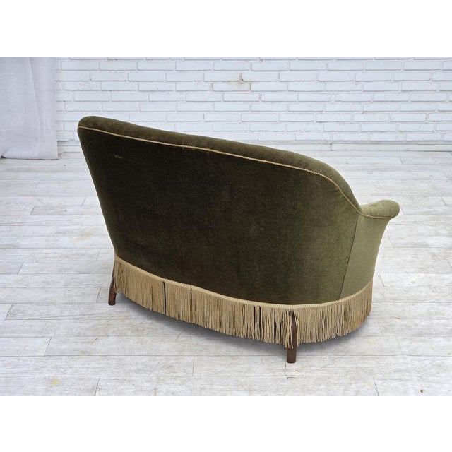 Danish 2-Seater Sofa in Green Furniture Velour, 1960s For Sale - Image 11 of 18