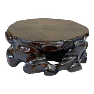 Vintage Chinoiserie Solid Wood Stand 4"w For Sale