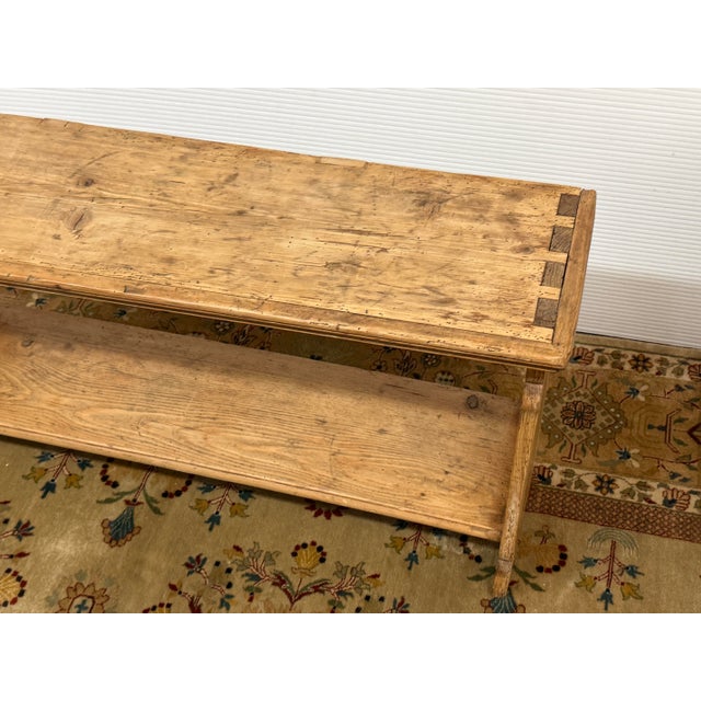 Early 20th Century Pine Wood Console Table With Display Shelf, Vintage For Sale - Image 5 of 12