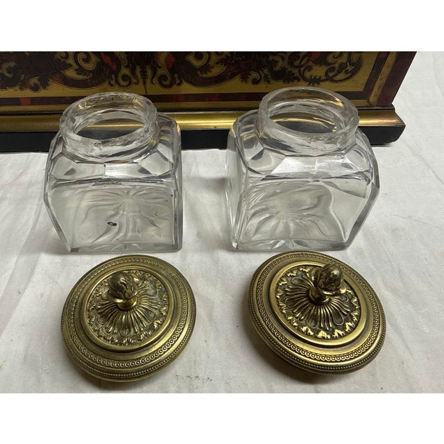 Huge Antique 1800's French Boulle Gilt Bronze Wood Marquetry Dual Inkwell Stand For Sale - Image 18 of 18