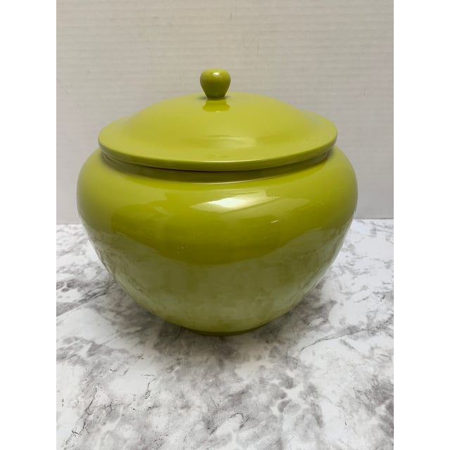 Neon Green Vintage Bamboo Jonathan Adler Green Storage Vessel For Sale - Image 8 of 8