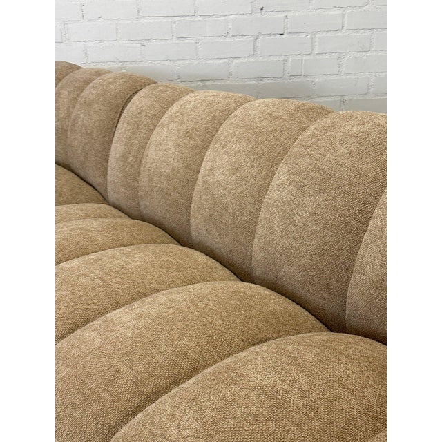 Modern Low Profile Channel Sectional in Beige For Sale - Image 3 of 12