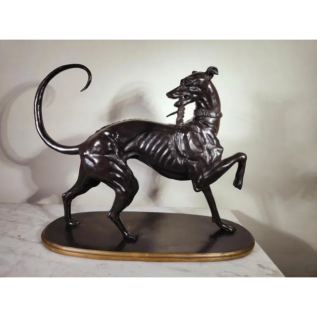 Large greyhound dog in solid bronze art deco period large greyhound in solid bronze art deco period decorative golden dog...