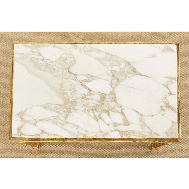 19th Century Louis XVI Style Giltwood Marble Top Library Table For Sale - Image 4 of 13