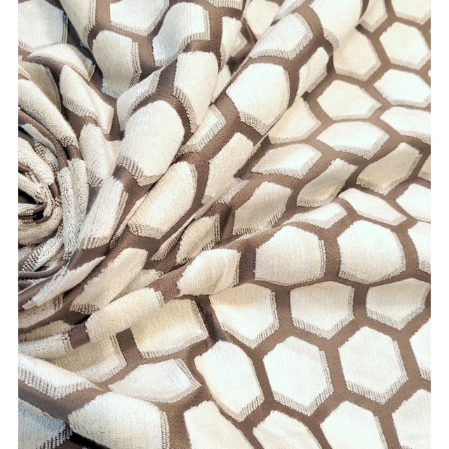 2020s Romo "Arbus" Silver Birch Geometric Cut Velvet- 5 Yards For Sale - Image 5 of 7