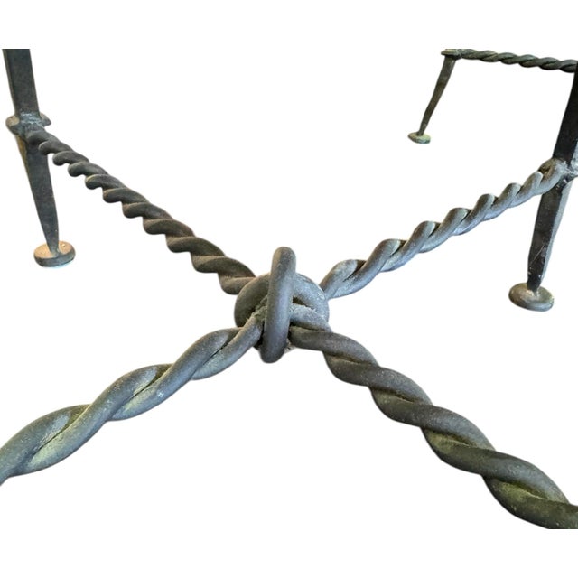 Mid-20th Century French Neoclassical Art Deco Wrought Iron Armchairs in the Manner of Gilbert Poillerat - Pair For Sale - Image 14 of 17