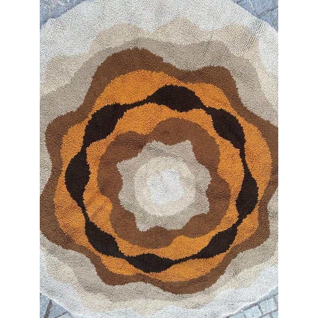 Vintage French Round Hand-Knotted Cogolin Rug, 1960s For Sale - Image 12 of 18