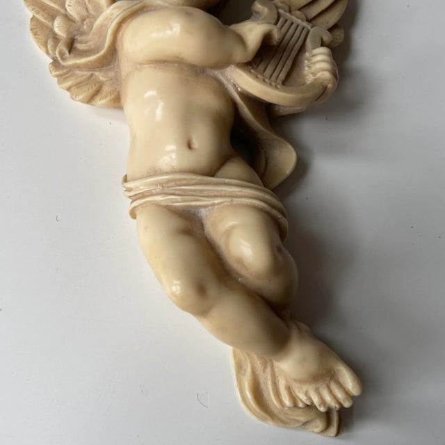 Mid 19th Century Antique Victorian Celluloid Angel Playing Harp Figurine For Sale - Image 5 of 7