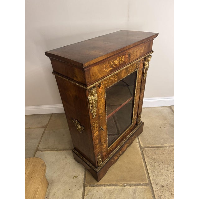 Antique Victorian Walnut Marquetry Inlaid Pier Cabinet, 1860 For Sale - Image 10 of 13