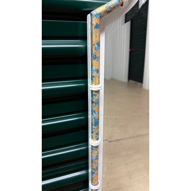 Vintage Late 20th Century Elegant Chinoiserie Pagoda Wall Mirror by Uttermost - Custom Blue and Gold Finish -Newly Painted For Sale - Image 9 of 10