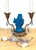 Metal Early 20th Century French Belle Époque Chinoiserie Foo Dog Candelabra Lamp, Turquoise Flambé For Sale - Image 7 of 11