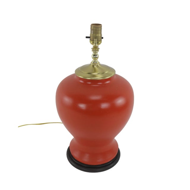Vintage Red Porcelain Ginger Jar Table Lamp