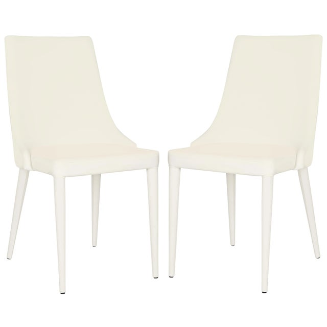 White 19''H Leather Side Chair in White - a Pair For Sale - Image 8 of 8
