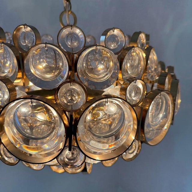Postmodern 24-Karat Gold-Plated 6-Light Chandelier by Gaetano Sciolari for Palwa, 1970s For Sale - Image 9 of 18