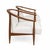 Modern mid century lounge chairs done in a cream leather upholstery. The chairs have a walnut finish. The chairs are circa...