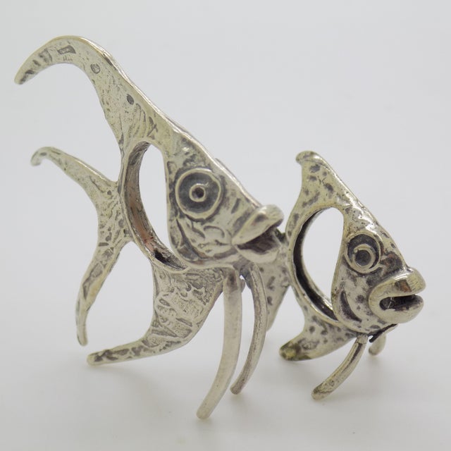 1970s Vintage Italian Handmade Genuine Silver Two Tropical Fishes Miniatures Figurines, 1970s, Set of 2 For Sale - Image 5 of 12