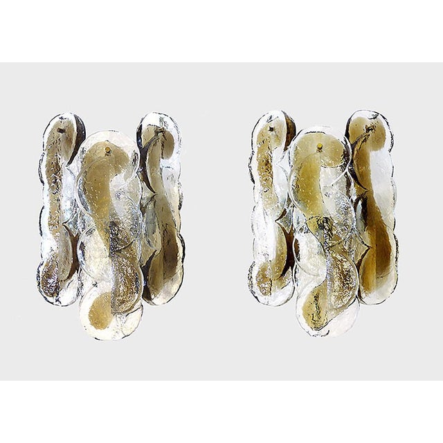 1960s Citrus Swirl Wall Sconces in Amber Murano Glass & Brass attributed to J. T. Kalmar for Kalmar, Austria, 1960s, Set of 2 For Sale - Image 5 of 8