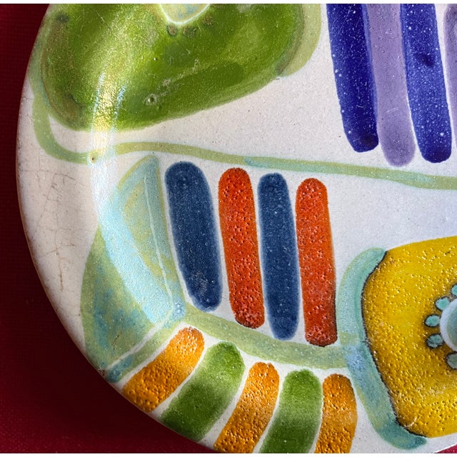 Green Mid-Century Modern Hand Painted Italian Pottery Plates by Desimone Circa 1960's - Set of 4 For Sale - Image 8 of 9