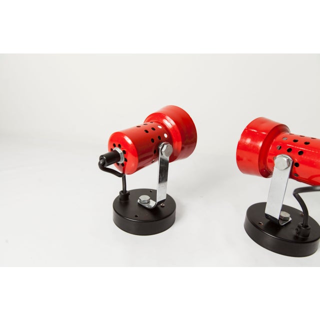 Black Vintage Red and Black Wall Lights, 1960s, Set of 2 For Sale - Image 8 of 18
