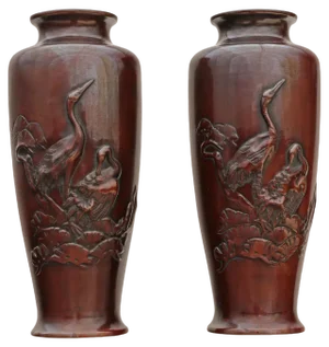 Meji Japanese Bronze Vases, 1910s, Set of 2
