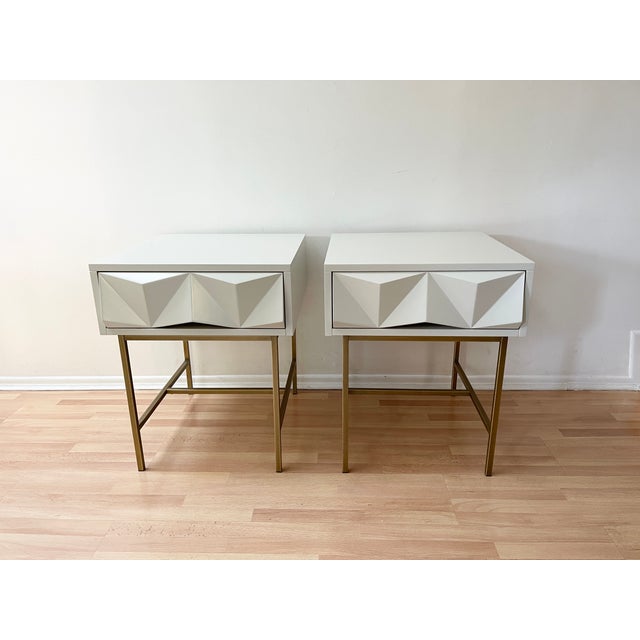 Cream Enamel Geo Nightstands Set of 2 Chairish