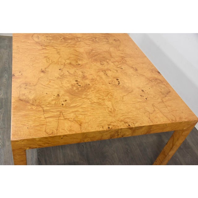 Wood 1960s Milo Baughman Seamless Parson Burl Dining Table For Sale - Image 7 of 10