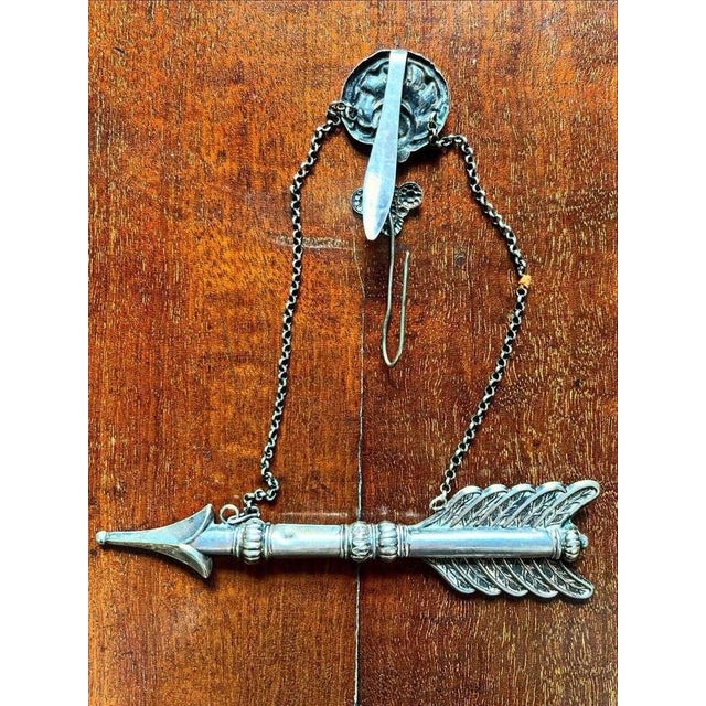 19th Century Victorian Silver Arrow-Form Chatelaine Needle Case with Fittings, 1890 For Sale - Image 5 of 10