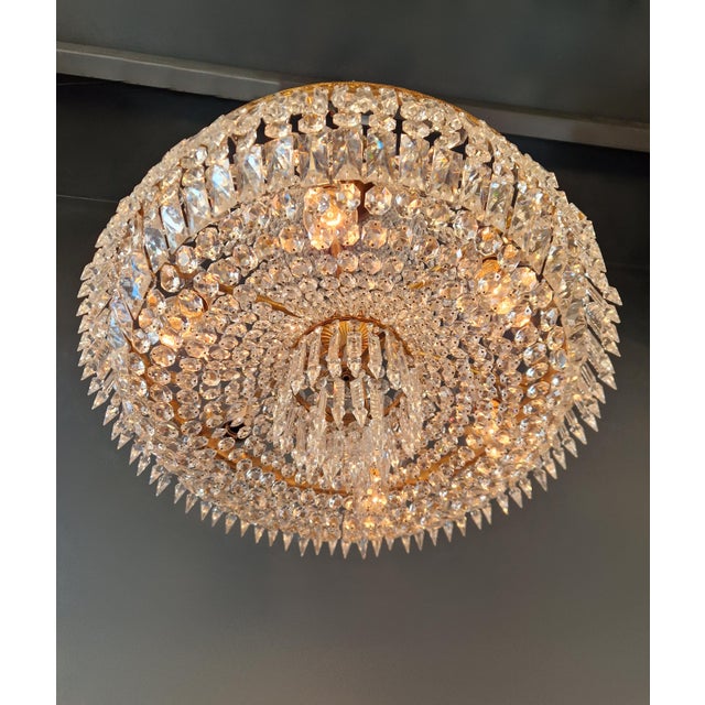 Metal Antique Baroque Chandelier Crystal Empire Brass Bohemian Lustre Ceiling For Sale - Image 7 of 17