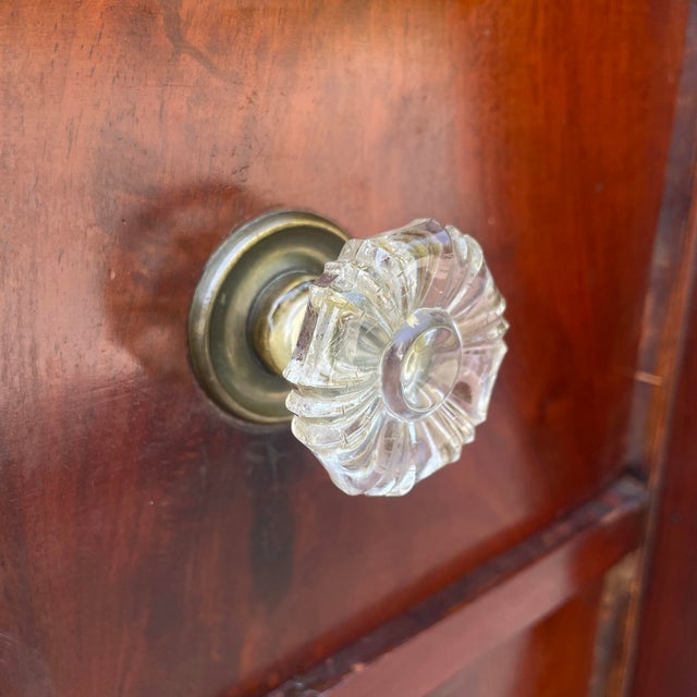 Late 1800s Empire Style Crotch Mahogany 6-Drawer Dresser With Original Glass Drawer-Pulls For Sale - Image 11 of 17