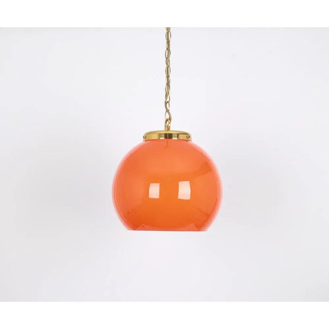 Orange Glass Pendant Light by Peill Putzler, Germany, 1970 For Sale - Image 6 of 7