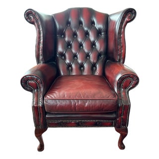 English Chesterfield Wingback Chair For Sale