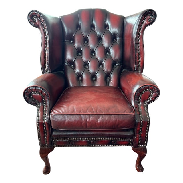 English Chesterfield Wingback Chair For Sale