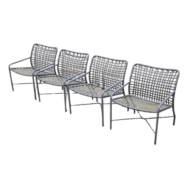 Late 20th Century Tropitone Leilani Brown Jordan Aluminum Frame Pool Patio Lounge Chairs - Set 4 For Sale