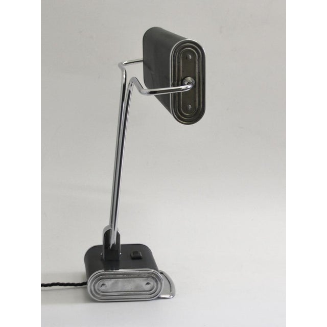 Eileen Gray Art Deco French Anthracite Gray and Chrome Table Lamp by Eileen Gray for Jumo, 1940s For Sale - Image 4 of 17