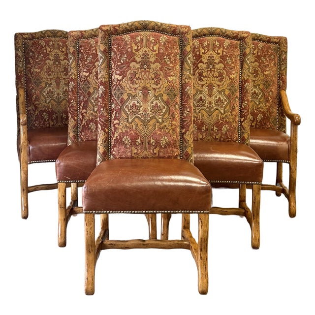 Late 20th Century Spanish Colonial/ Southwestern Dining Chairs - Set of 6 For Sale