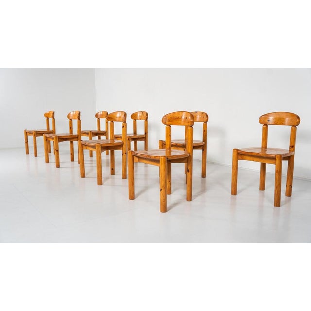 Mid-Century Set of 8 Pitchpin Chairs by Rainer Daumiller, 1970s. This piece is attributed to the mentioned designer/maker....