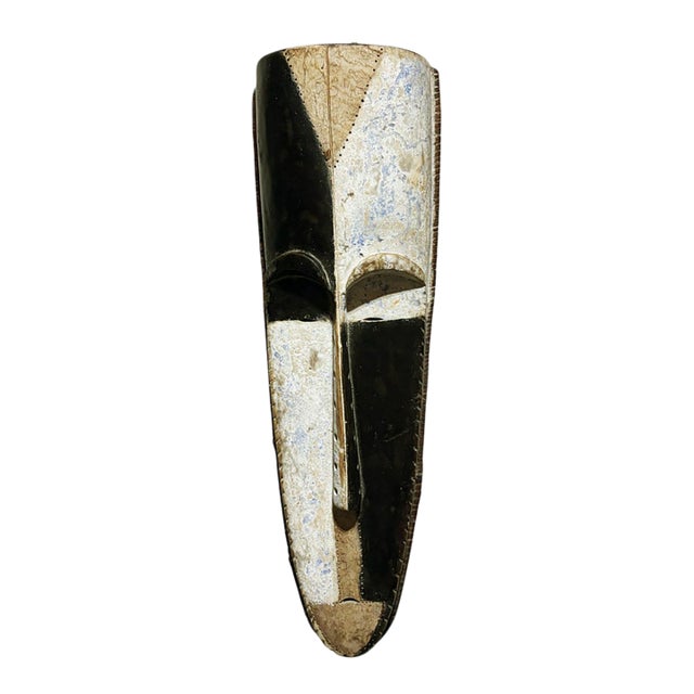 Vintage Large Fang Mask Elongated Face Gabon African Mask 32.25" H For Sale