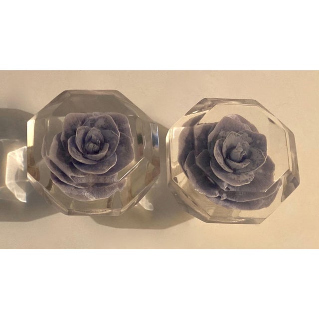 1960s Rose Imbedded Lucite Knobs For Sale In New York - Image 6 of 6