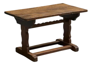 Antique Wabi Sabi Style Trestle Side Table in Oak