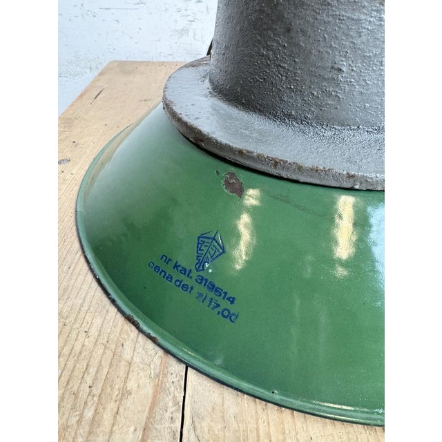 Industrial Green Enamel and Cast Iron Pendant Light, 1960s For Sale - Image 13 of 16