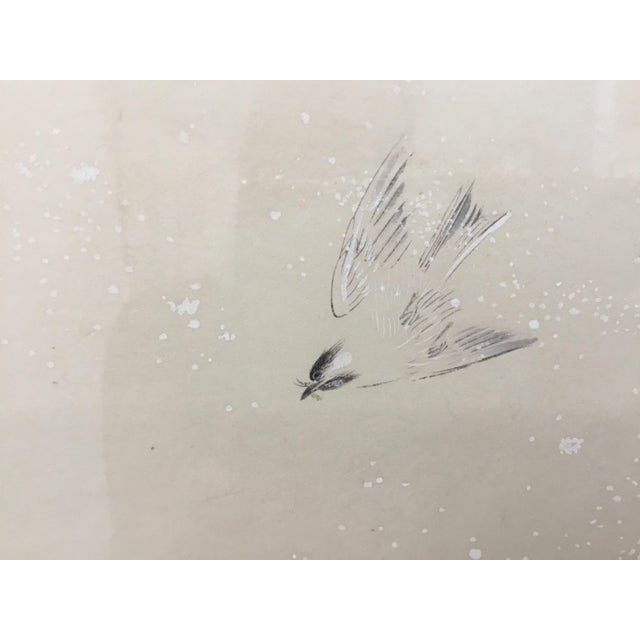 Japanese “Show -Covered Camellias and Two Marsh Tits” Vintage Woodblock Print by Shiho (Sakakibara) For Sale - Image 3 of 13