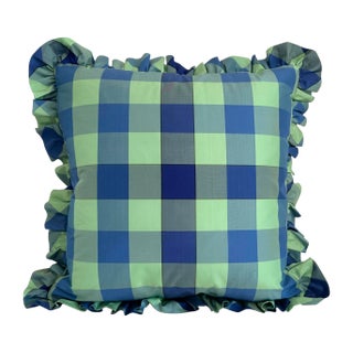 Silk Dupioni Check Plaid Pillow For Sale