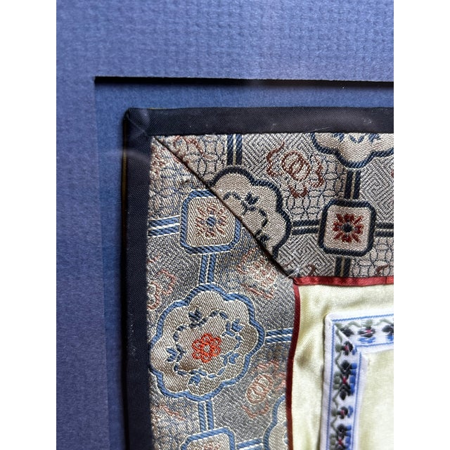 Late 20th Century Chinese Silk Embroidery Panel Framed in Faux Bamboo - School of Tientsin Design L For Sale In Philadelphia - Image 6 of 17