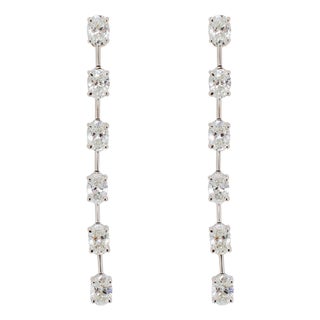 Ladies 18k White Gold 3.50ctw Oval Cut Diamonds Drop Dangle Earrings For Sale