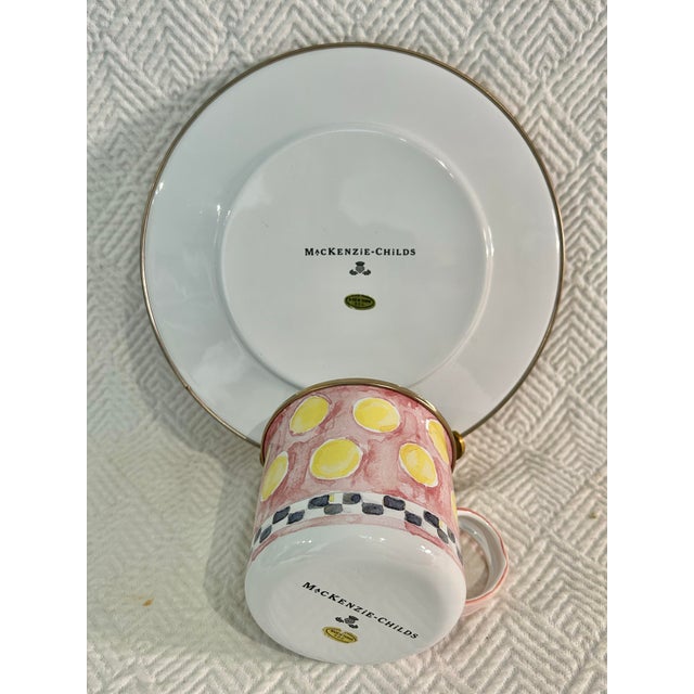 Late 20th Century MacKenzie-Childs "Spring Chicken" Children's Enamel Set - Plate and Mug For Sale - Image 10 of 10