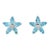 18k White Gold Floral Blue Topaz Diamond Stud Earrings- 2 Pieces For Sale