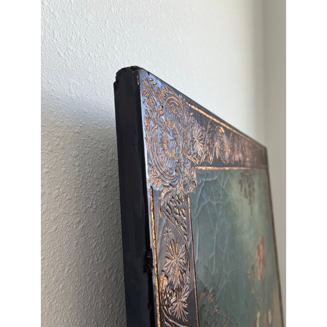 Extra Large Castilian Imports Vintage Painting on Wood With Birds and Flowers (70 X 38 X 1.1 Inches) For Sale - Image 11 of 12