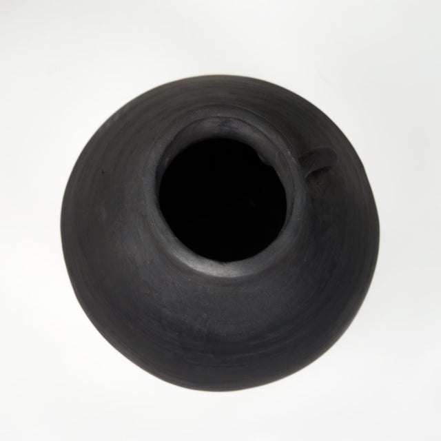 Earthy Gray Pottery Globular Small Vase For Sale - Image 4 of 5